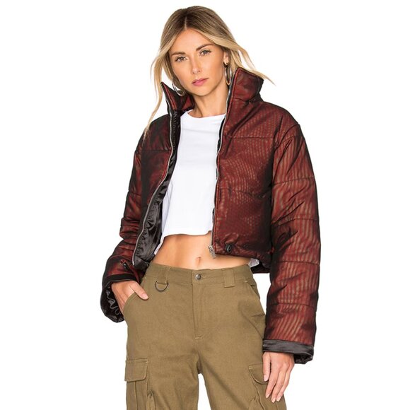 I AM GIA Road Warrior Mesh Cropped Puffer Jacket Size M Streetwear Reflective - Picture 1 of 9